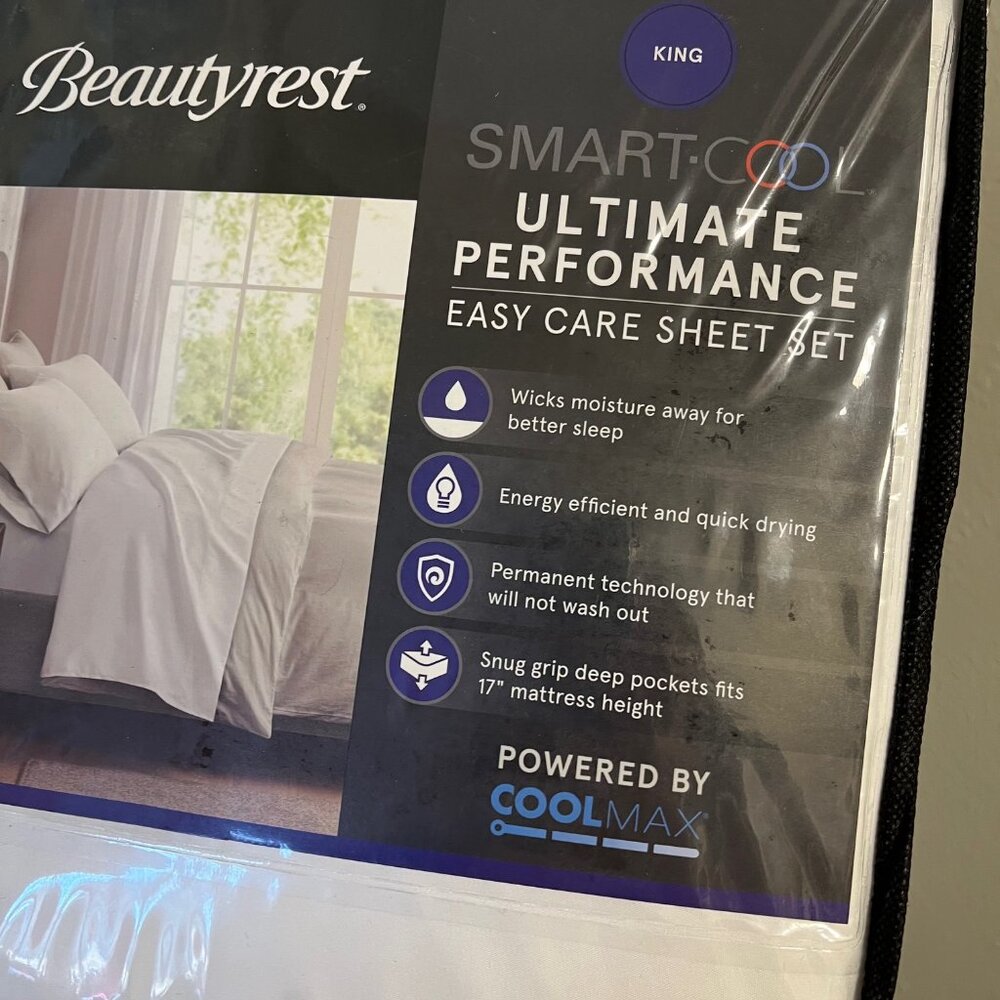 Beautyrest - Smart Cool - COOLMAX - King Sheet Set - White - Picture 3 of 5